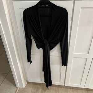 “ Sympli “ Brand Tie Cardi Front Black Sexy Luxury Casual Formal Edgy Travel Mod